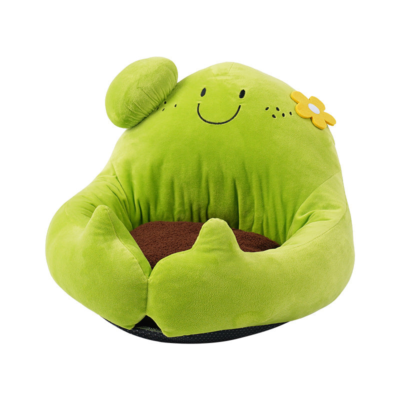 KFX-8382141 Cozy Cactus Cat Bed - Soft Dual-Sided Nest with Removable Crystal Velvet Cushion
