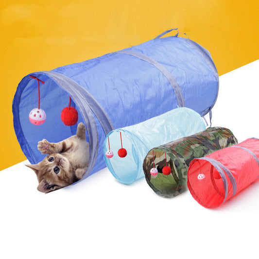 KFX-8383165 Collapsible Cat Tunnel with Interactive Balls for Play and Rest