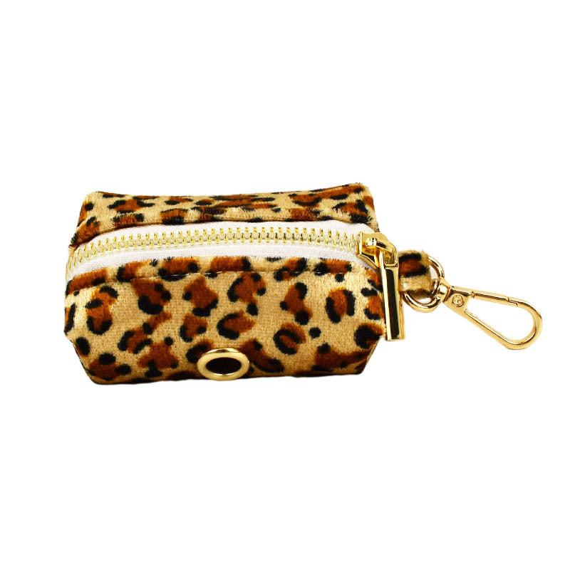 KFX-8383677 Leopard Print Dog Leash and Collar Set with Bow, Vest, and Bag - Five-Piece Collection