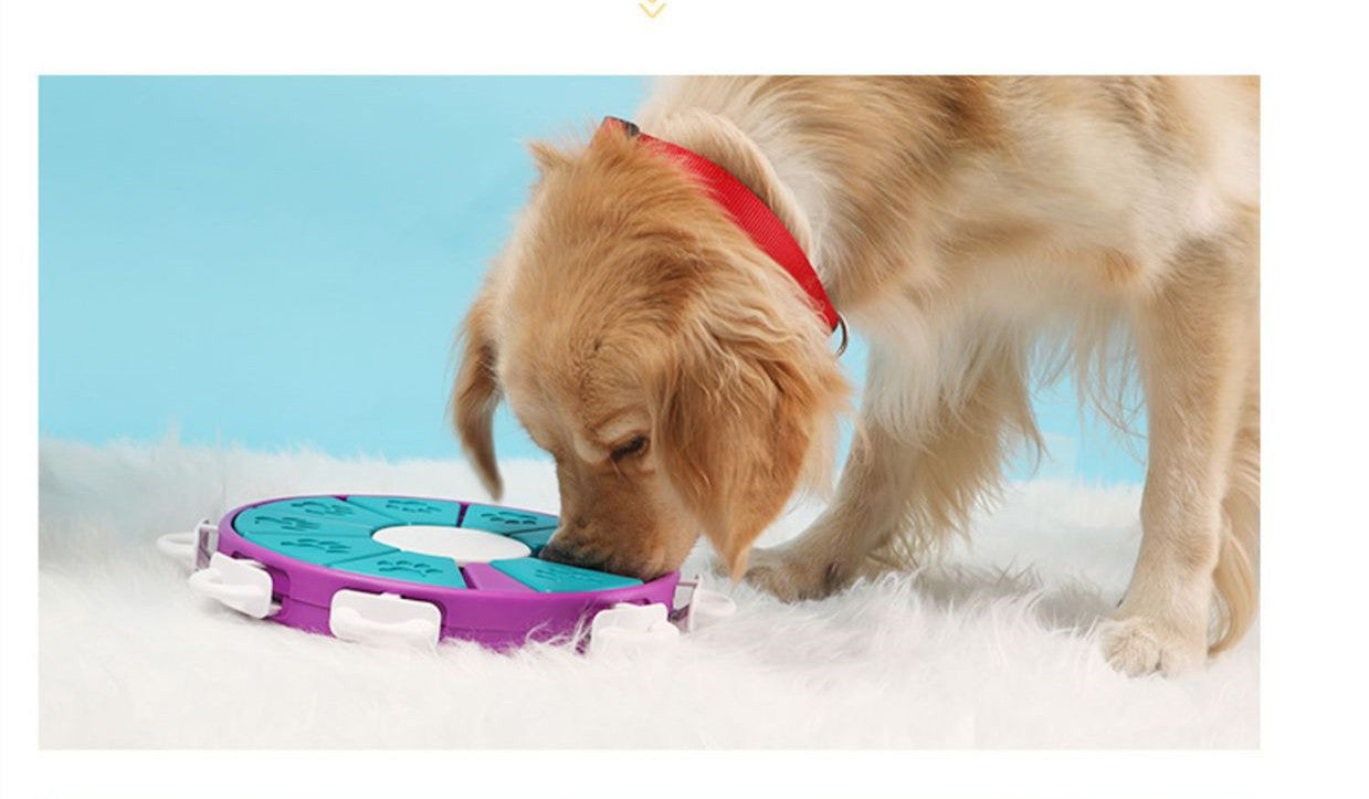 KFX-8384701 Interactive Dog Puzzle Feeder Toy for Puppies and Medium Dogs - Snack Dispenser with 9 Compartment Game