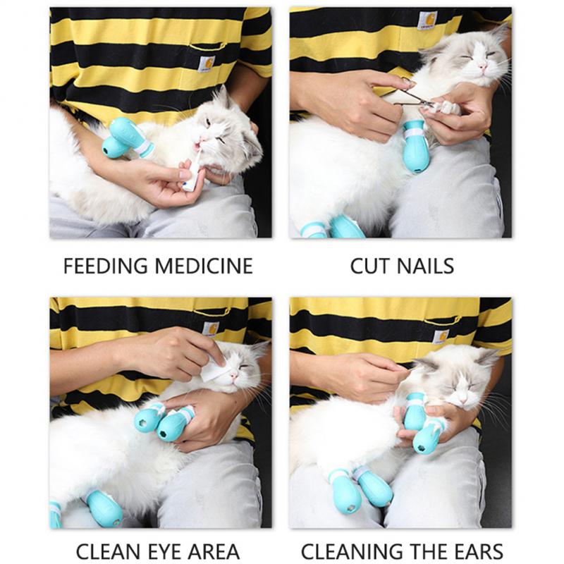KFX-8385341 Adjustable Anti-Scratch Cat Foot Covers with Leak Holes for Easy Bathing and Grooming