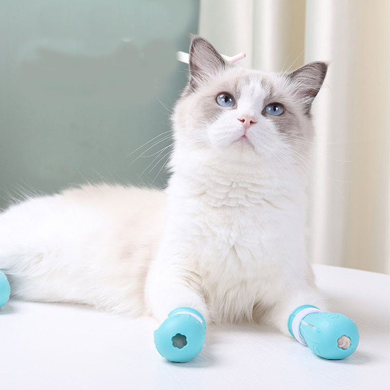 KFX-8385341 Adjustable Anti-Scratch Cat Foot Covers with Leak Holes for Easy Bathing and Grooming