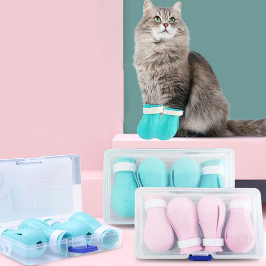 KFX-8385341 Adjustable Anti-Scratch Cat Foot Covers with Leak Holes for Easy Bathing and Grooming