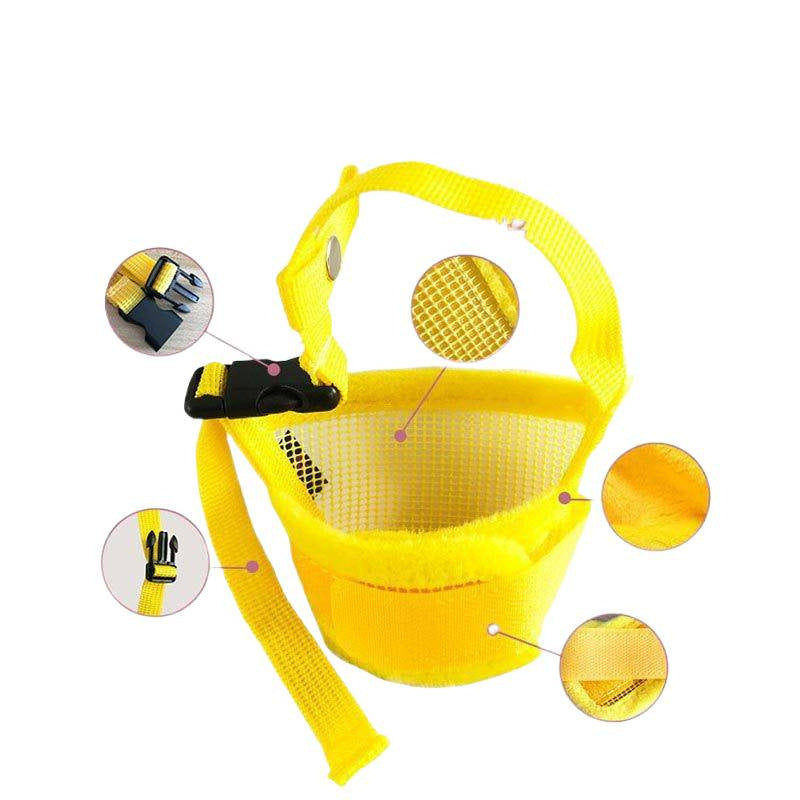 KFX-8387133 Dog Muzzle for Small to Extra Large Breeds - Comfortable Fabric Design in Black, Yellow, and Orange