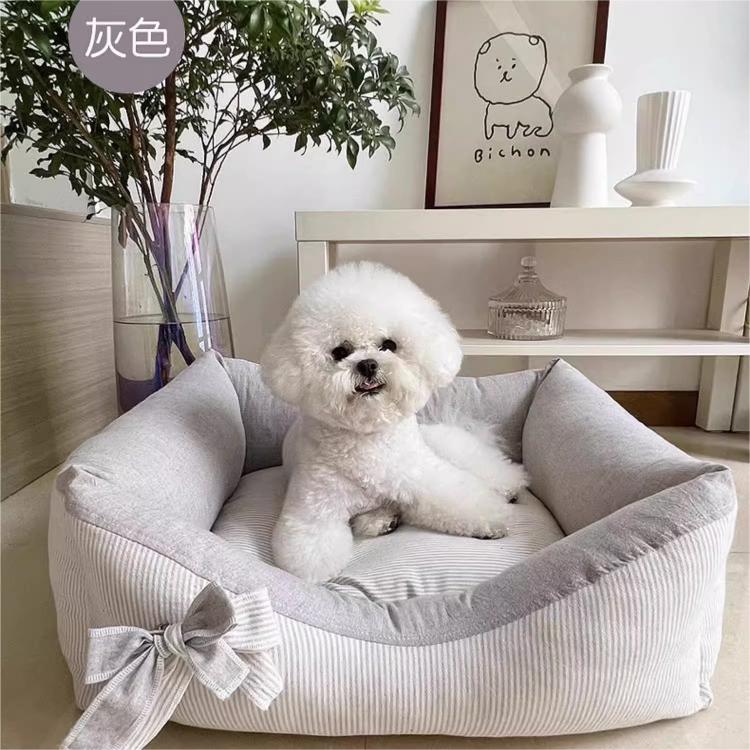 KFX-8387901 Cozy Cotton and Linen Removable Pet Bed for Small to Large Dogs and Cats, Multi-Season Design