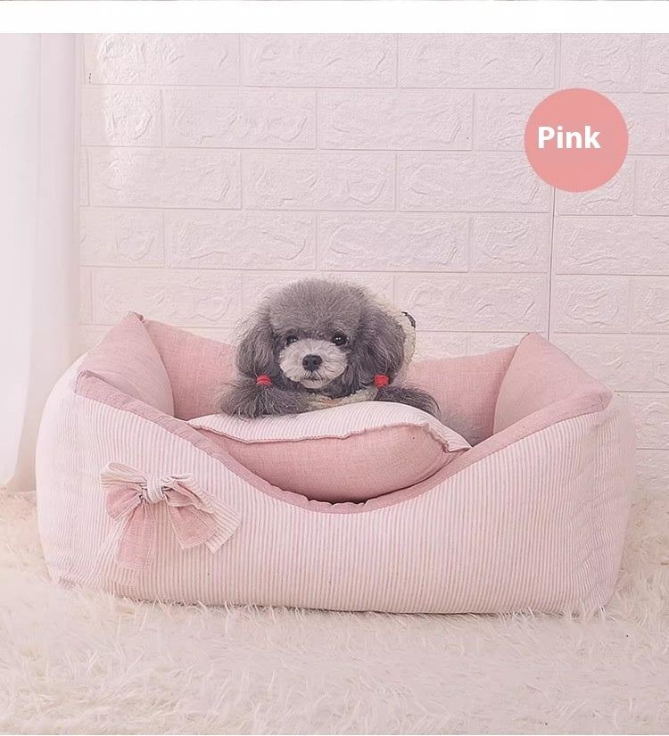 KFX-8387901 Cozy Cotton and Linen Removable Pet Bed for Small to Large Dogs and Cats, Multi-Season Design