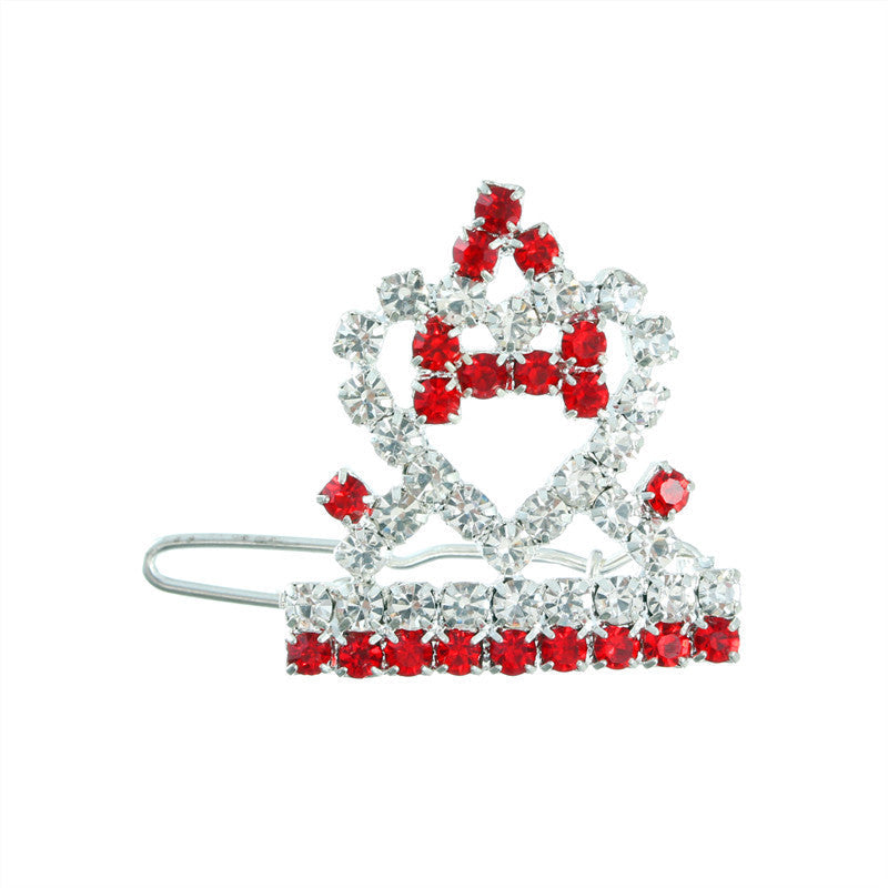 KFX-8388669 Princess Style Crown Hairpin Ornament for Dogs and Cats in Pink, Blue, Purple, and Red
