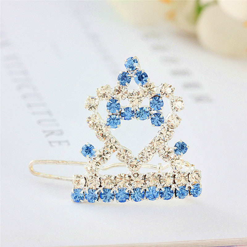 KFX-8388669 Princess Style Crown Hairpin Ornament for Dogs and Cats in Pink, Blue, Purple, and Red