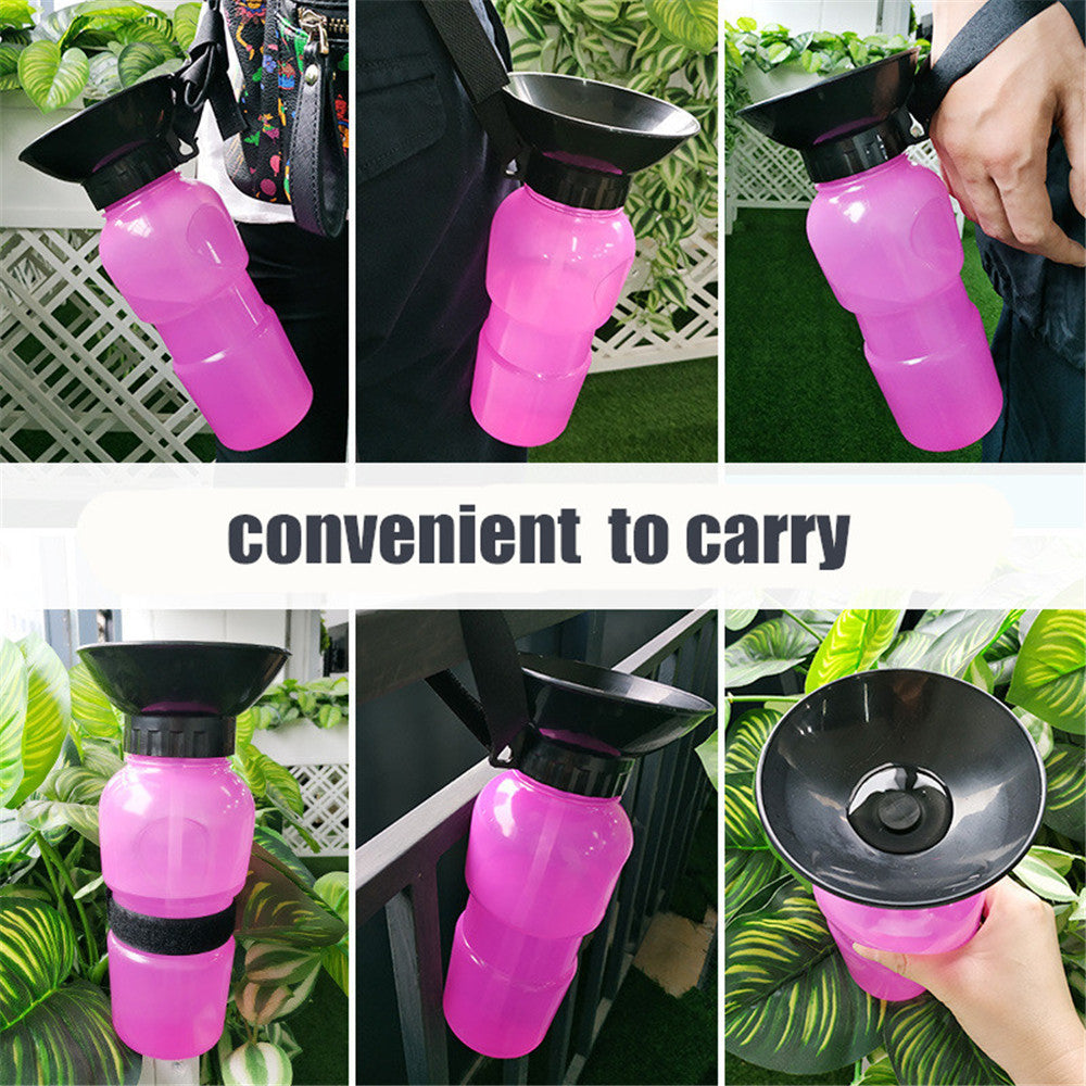 KFX-8389693 Portable Pet Water Bottle with Bowl, 20oz Squeeze Dispenser for Dogs and Cats