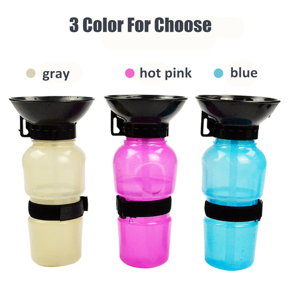 KFX-8389693 Portable Pet Water Bottle with Bowl, 20oz Squeeze Dispenser for Dogs and Cats