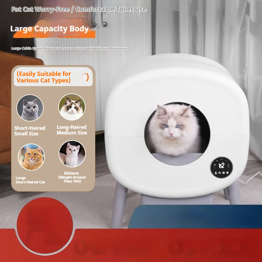 KFX-8389821 Automatic Cat Litter Box with Deodorizing Tablets and Cleaning Brush, 76L Capacity