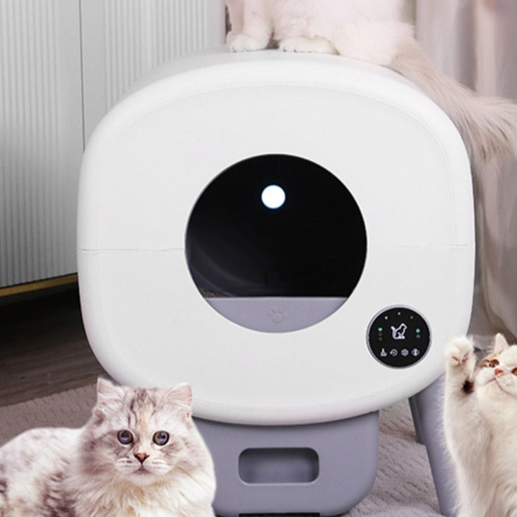 KFX-8389821 Automatic Cat Litter Box with Deodorizing Tablets and Cleaning Brush, 76L Capacity