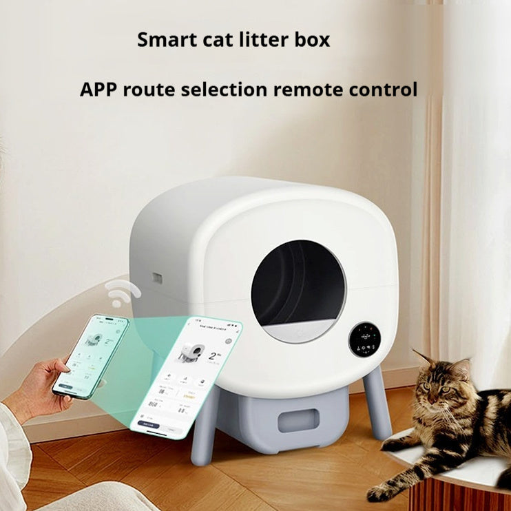 KFX-8389821 Automatic Cat Litter Box with Deodorizing Tablets and Cleaning Brush, 76L Capacity