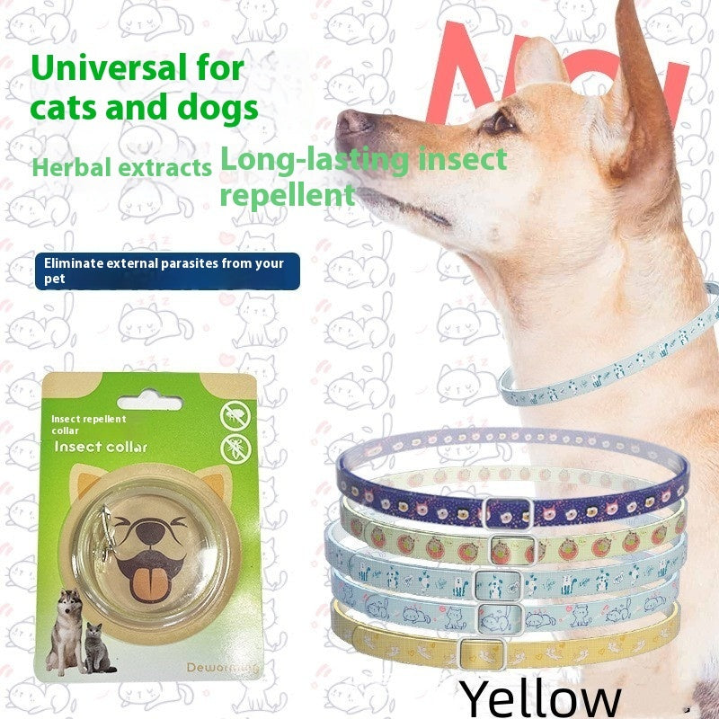KFX-8391613 Pet Insect Repellent Collar for Dogs and Cats - Silicone Design, Cartoon Patterns, Various Colors and Sizes