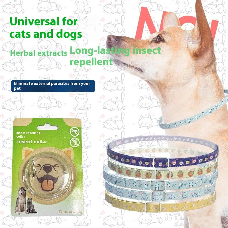 KFX-8391613 Pet Insect Repellent Collar for Dogs and Cats - Silicone Design, Cartoon Patterns, Various Colors and Sizes