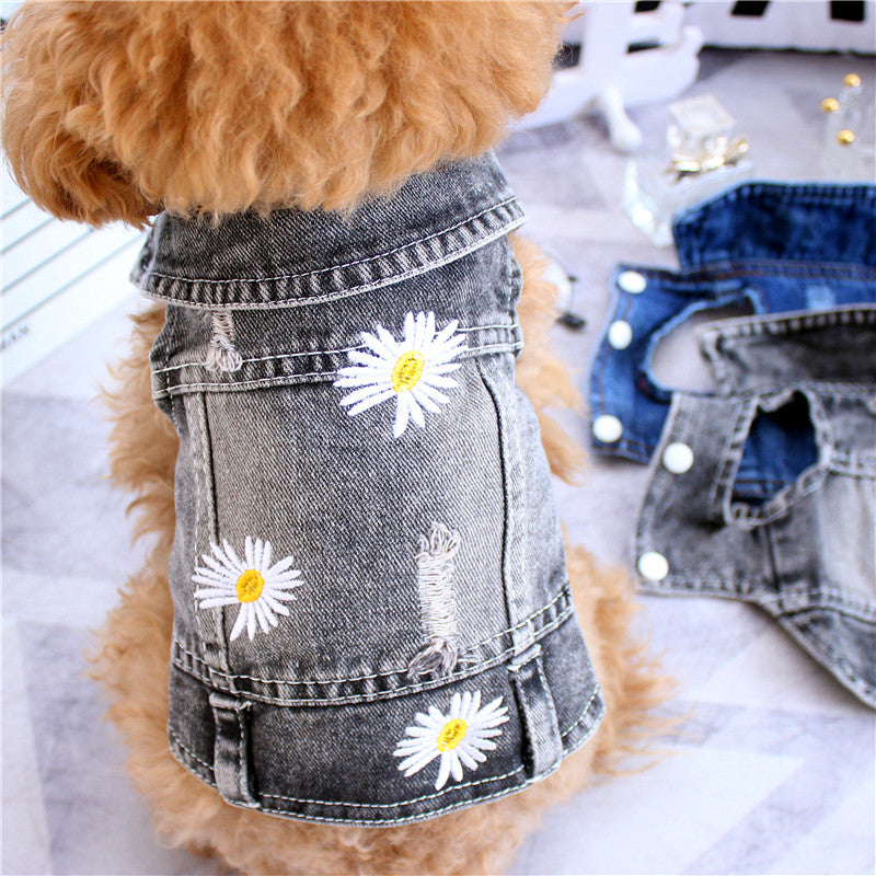 KFX-8391997 Stylish Denim Vest for Small Pets – Casual Four Seasons Apparel