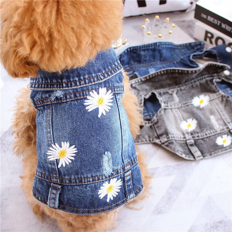 KFX-8391997 Stylish Denim Vest for Small Pets – Casual Four Seasons Apparel