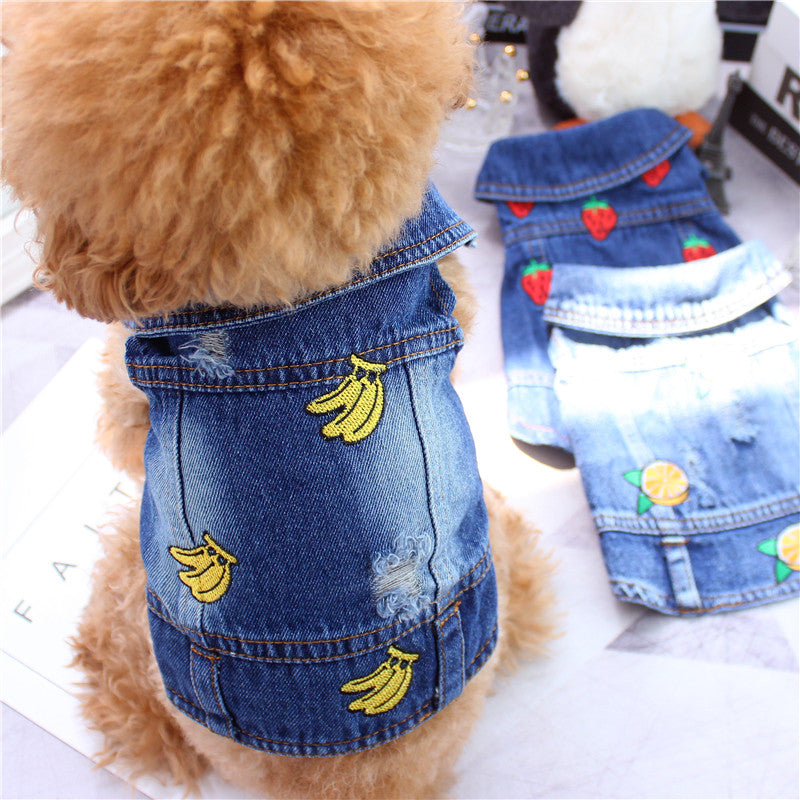 KFX-8391997 Stylish Denim Vest for Small Pets – Casual Four Seasons Apparel