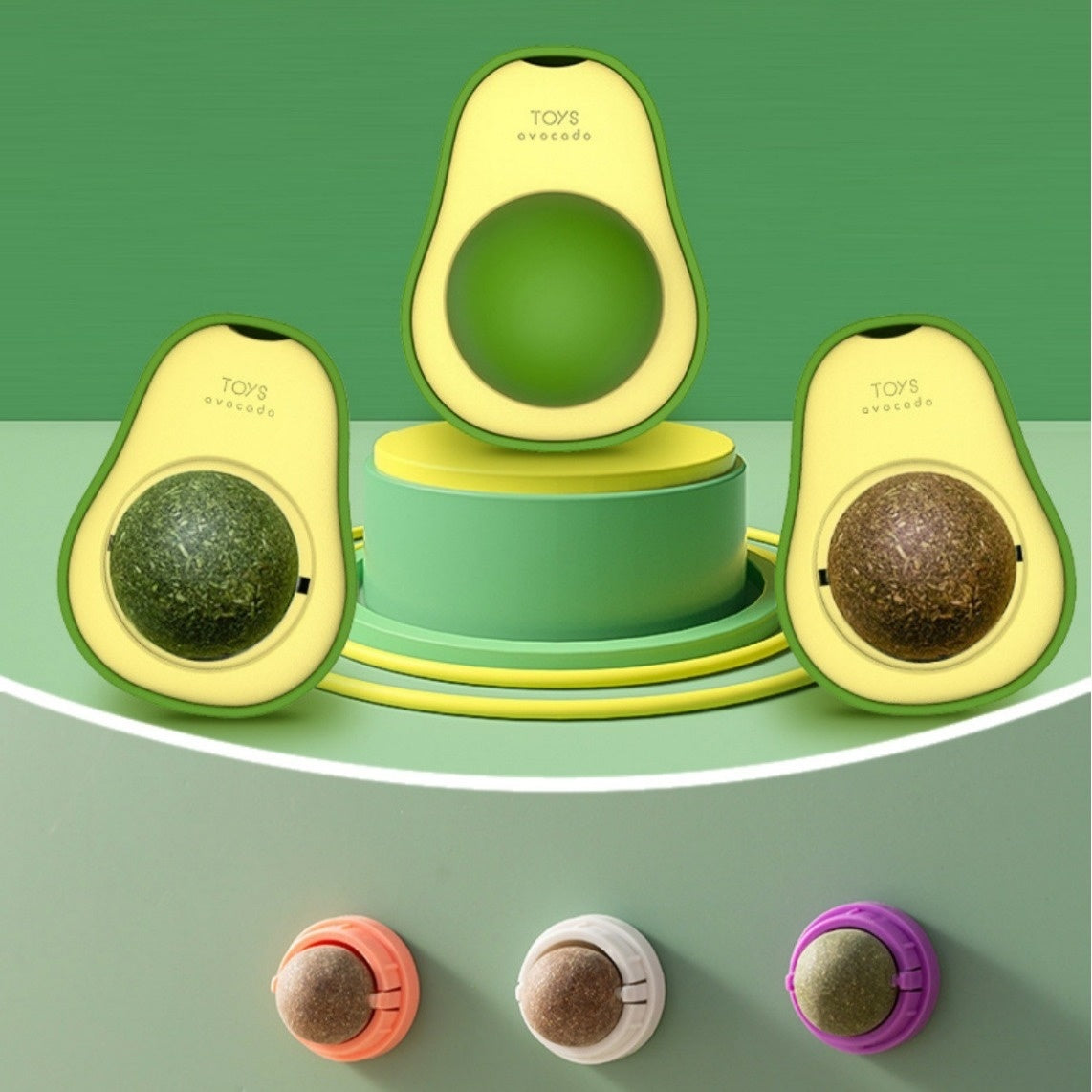 KFX-8392253 Catnip Ball Toy for Cats - Molar Teeth Cleaning, Bite-Resistant, with Avocado Mint & Cheese Flavors
