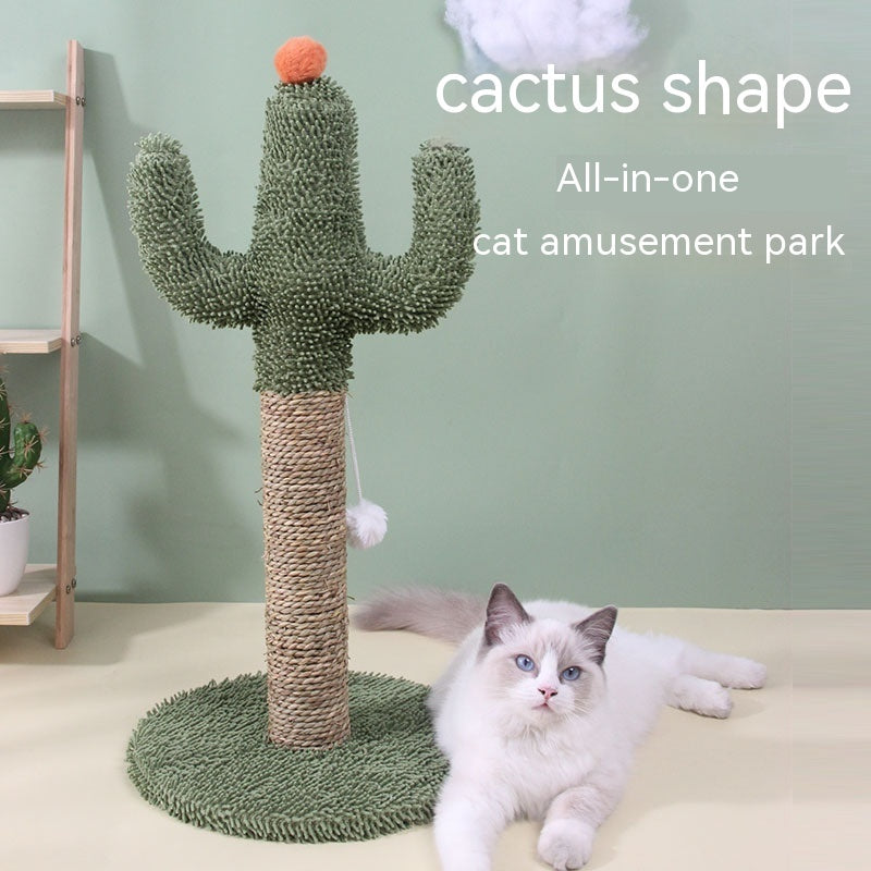 KFX-8392893 Sisal Cat Climbing Frame Toy with Microfiber Plate - Cactus Design, 30x30x60cm