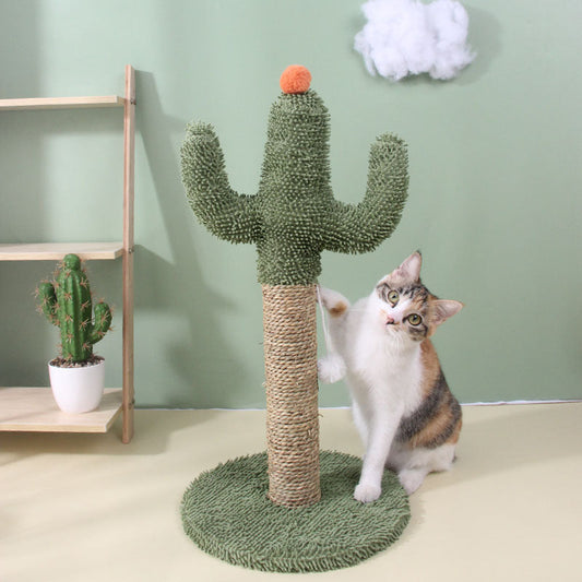 KFX-8392893 Sisal Cat Climbing Frame Toy with Microfiber Plate - Cactus Design, 30x30x60cm