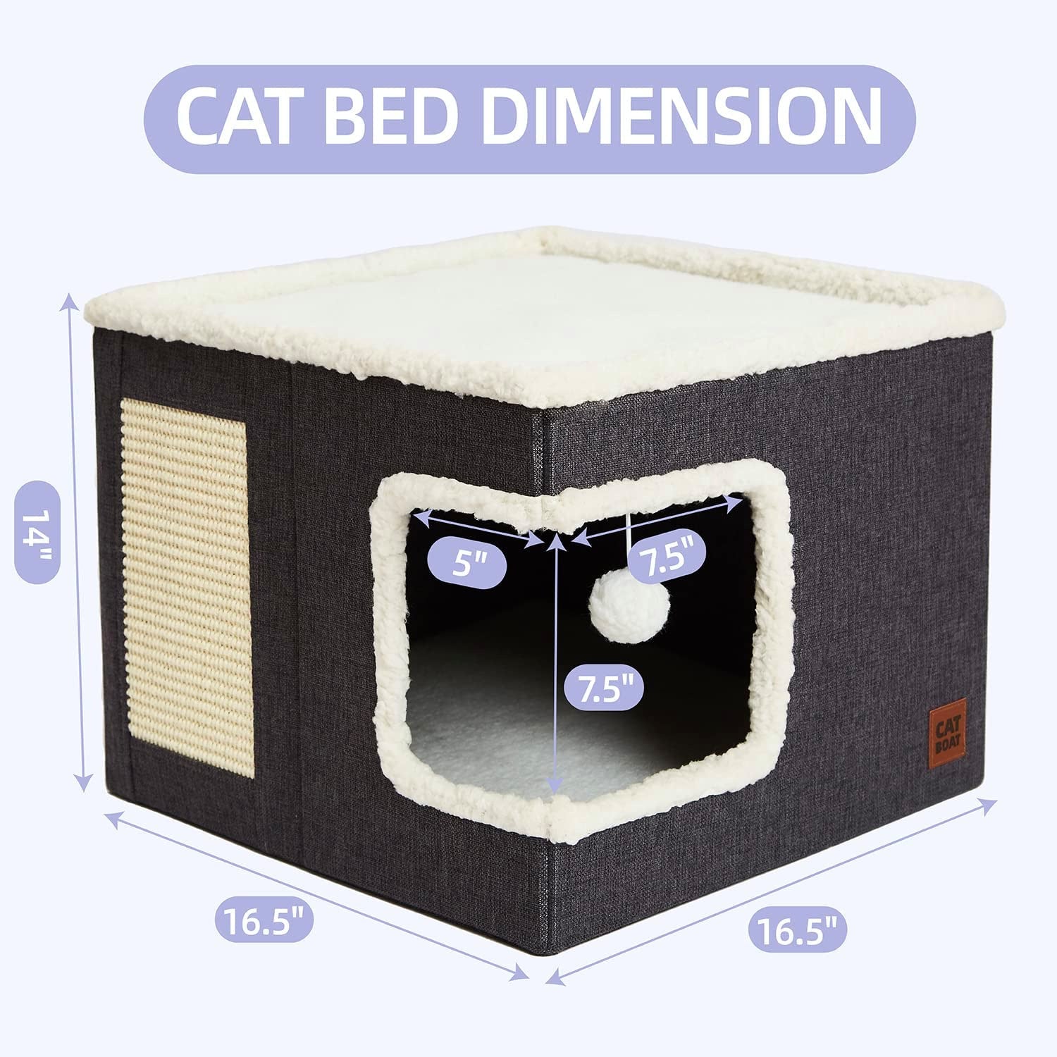 KFX-8393661 Foldable Cloth Cube Cat Nest in Khaki Beige, Navy Blue, and Gray - Comfortable Right Angle Design for Cats and Dogs