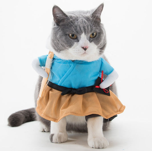 KFX-8393789 Cat Cosplay Outfit - Funny Costume Uniform Suit for Pets, Neck 20-38cm, Bust 28-57cm