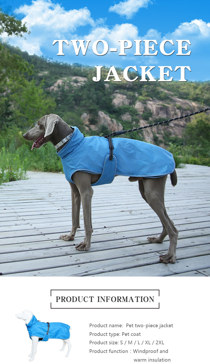 KFX-8394045 Pet Shell Jacket for Dogs - Polyester Winter Ski Suit in Blue, Rose Red, Gray, Sizes S-2XL