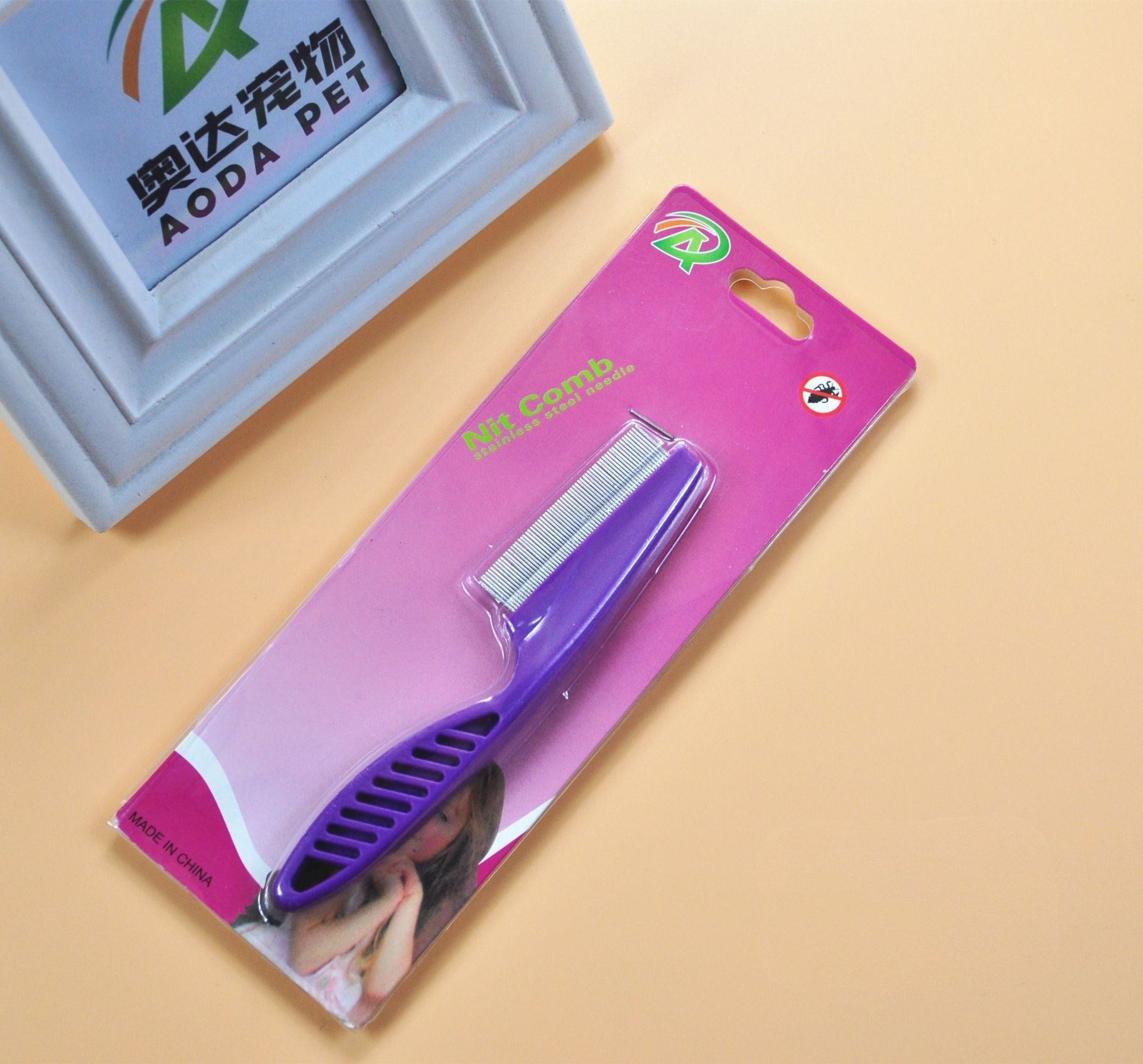 KFX-8395197 Stainless Steel Needle Flea Comb for Cats and Dogs