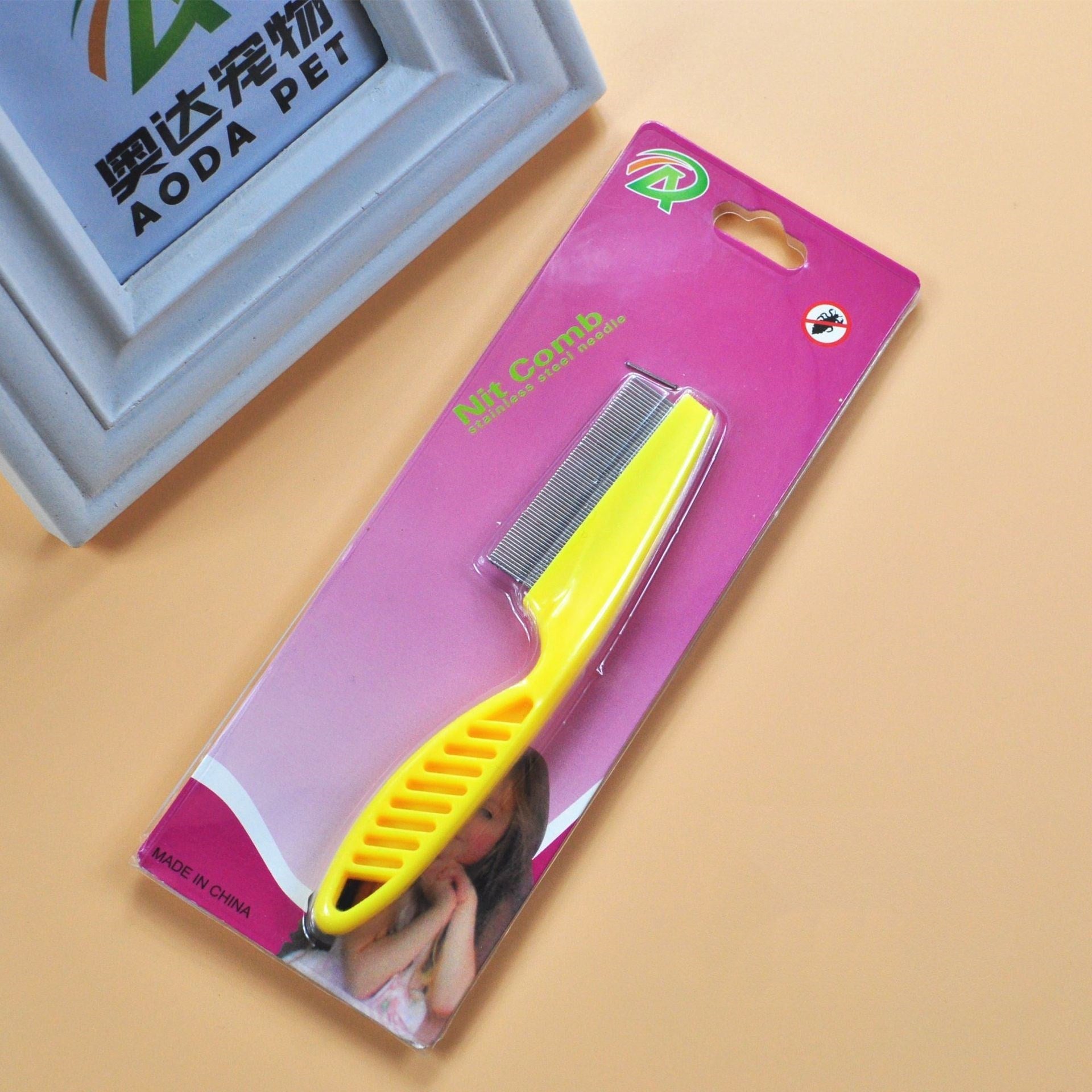 KFX-8395197 Stainless Steel Needle Flea Comb for Cats and Dogs