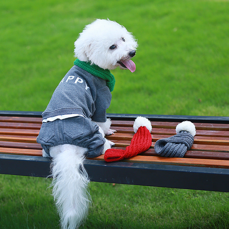 KFX-8396989 Wool Pet Scarf for Cats and Dogs - Casual Style, M & XL Sizes Available