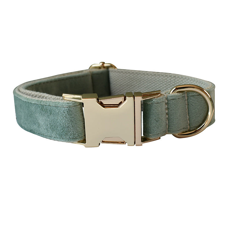 KFX-8401213 Mint Green Velvet Dog Collar and Leash Set with Bow and Dog Ring