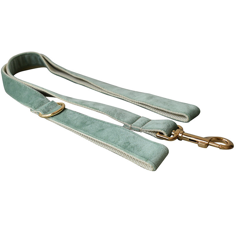 KFX-8401213 Mint Green Velvet Dog Collar and Leash Set with Bow and Dog Ring