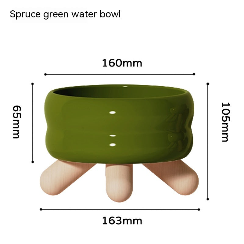 KFX-8401341 Ceramic Feeding Bowls for Cats and Dogs with Coasters in Multiple Colors