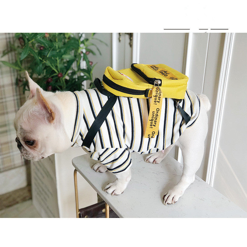 KFX-8403517 Striped Schoolbag Dog Clothes - Sizes M & L, Comfort Fit for All Breeds