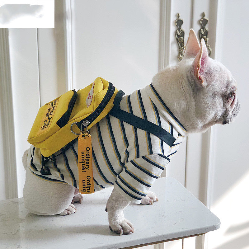 KFX-8403517 Striped Schoolbag Dog Clothes - Sizes M & L, Comfort Fit for All Breeds