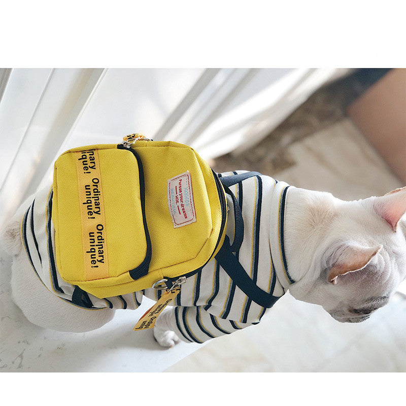 KFX-8403517 Striped Schoolbag Dog Clothes - Sizes M & L, Comfort Fit for All Breeds