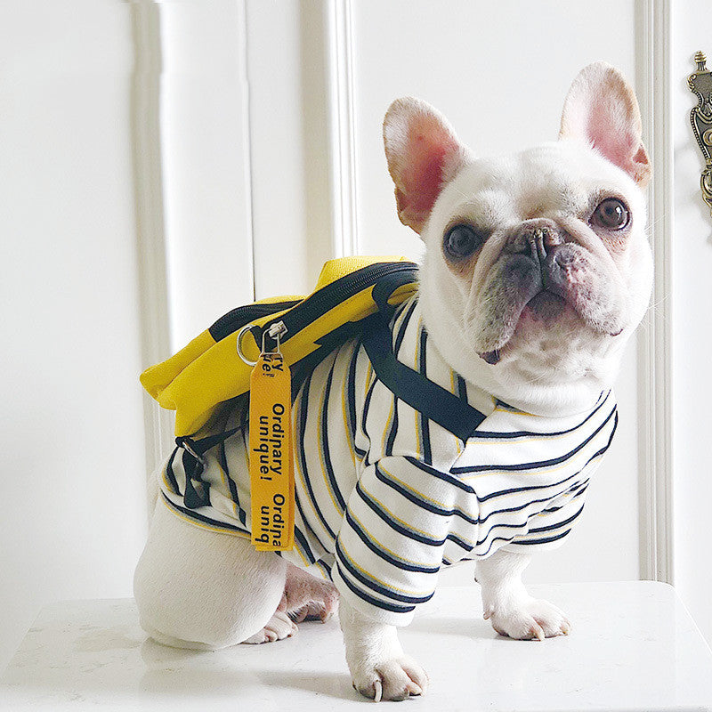 KFX-8403517 Striped Schoolbag Dog Clothes - Sizes M & L, Comfort Fit for All Breeds