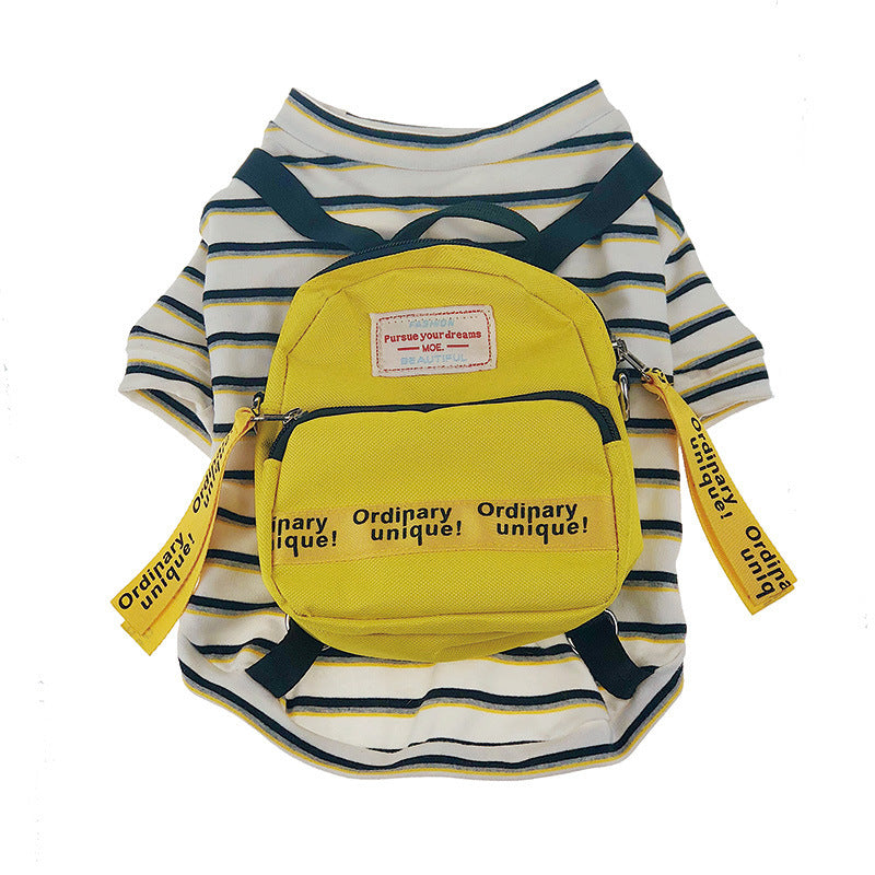 KFX-8403517 Striped Schoolbag Dog Clothes - Sizes M & L, Comfort Fit for All Breeds