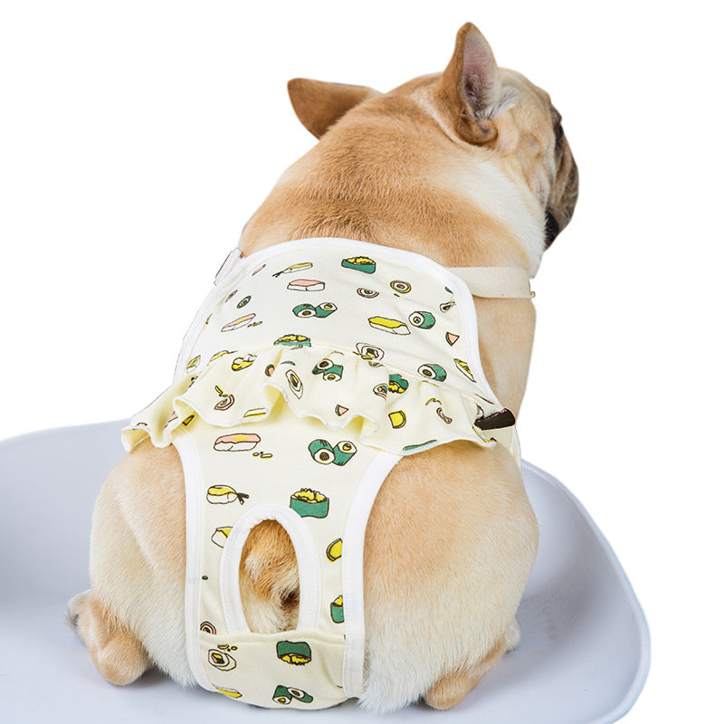 KFX-8404413 Physiological Cotton Pants for Dogs, Stylish Casual Wear in Yellow and Blue
