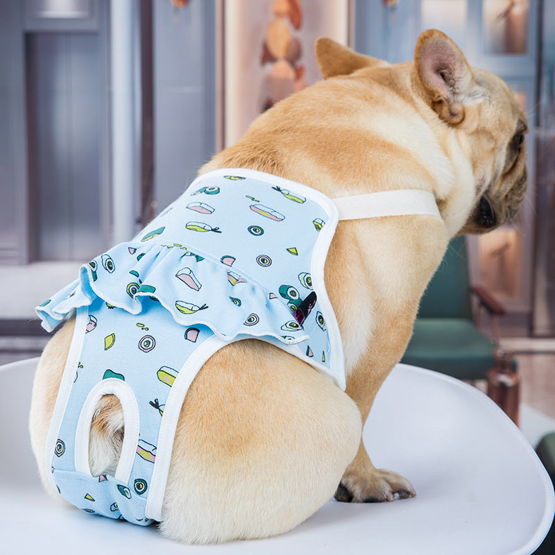 KFX-8404413 Physiological Cotton Pants for Dogs, Stylish Casual Wear in Yellow and Blue