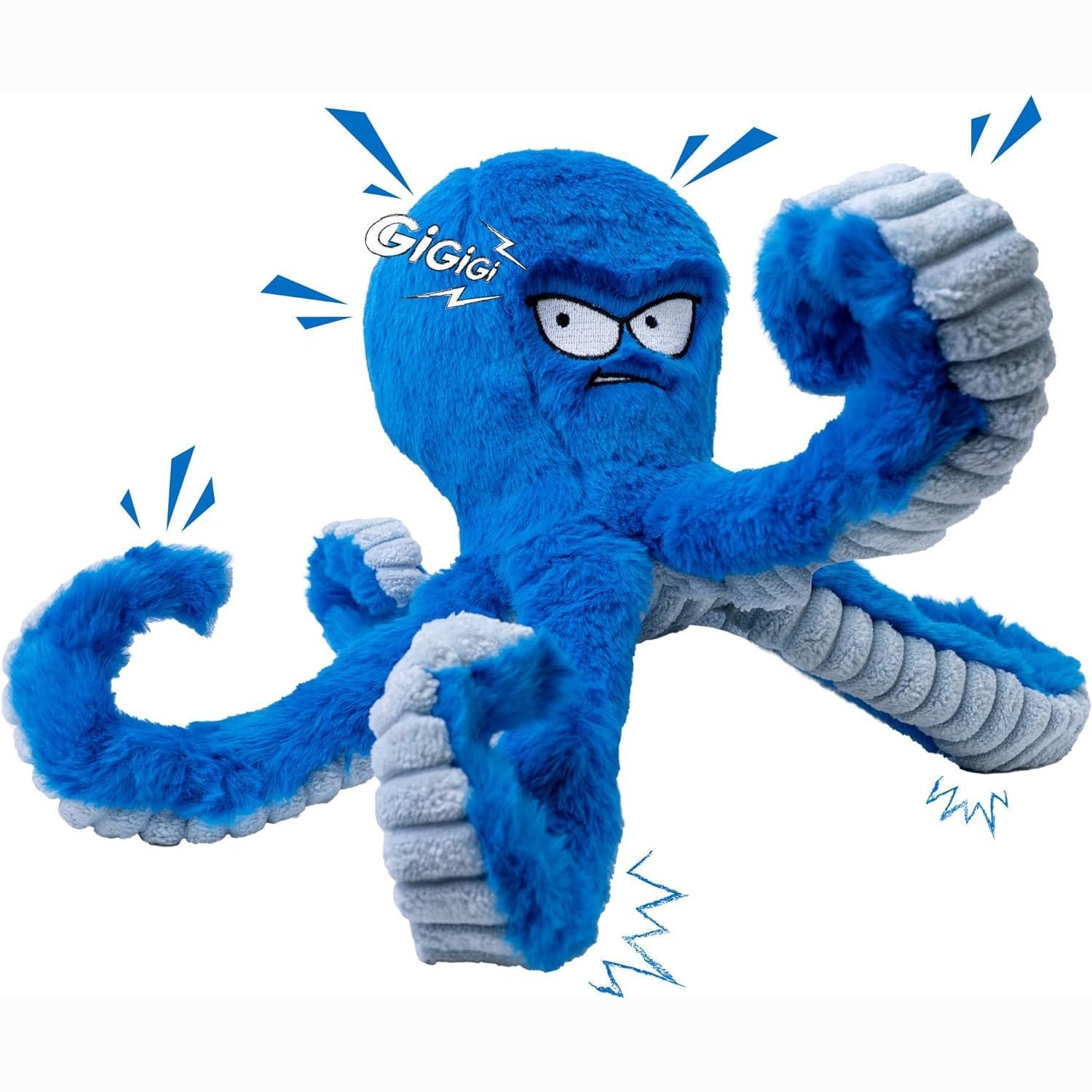 KFX-8404797 Interactive Plush Dog Toy - Large Crinkle Octopus with Squeaker for Tug of War and Chewing Fun