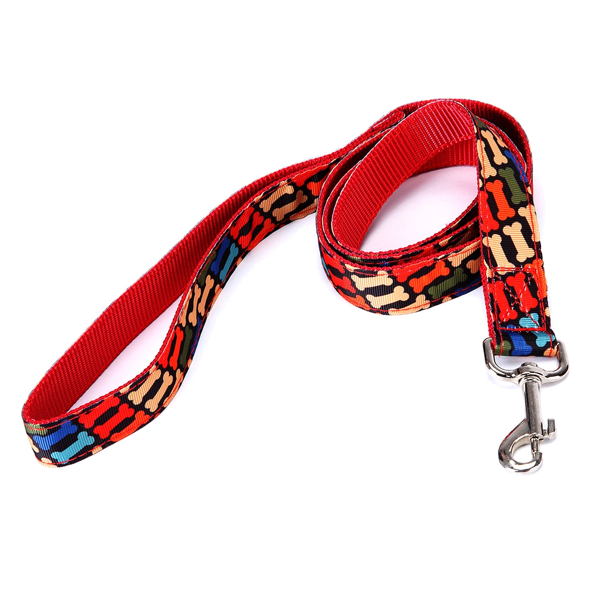 KFX-8404925 Multicolor Check Stripe Dog Leash - Imitation Nylon Traction Belt, 2.5cm x 12cm