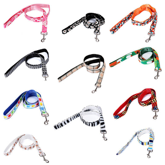 KFX-8404925 Multicolor Check Stripe Dog Leash - Imitation Nylon Traction Belt, 2.5cm x 12cm