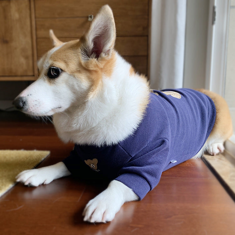 KFX-8408893 Cozy Cotton Knitted Pet Sweater for Dogs in White and Navy Blue, Sizes SM to 3XL