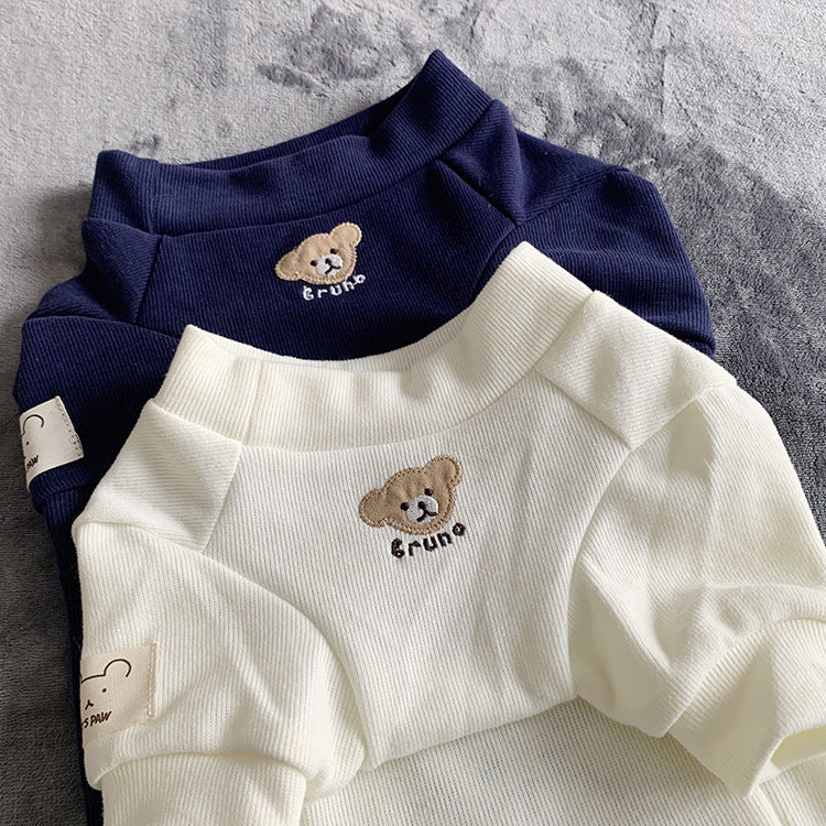 KFX-8408893 Cozy Cotton Knitted Pet Sweater for Dogs in White and Navy Blue, Sizes SM to 3XL