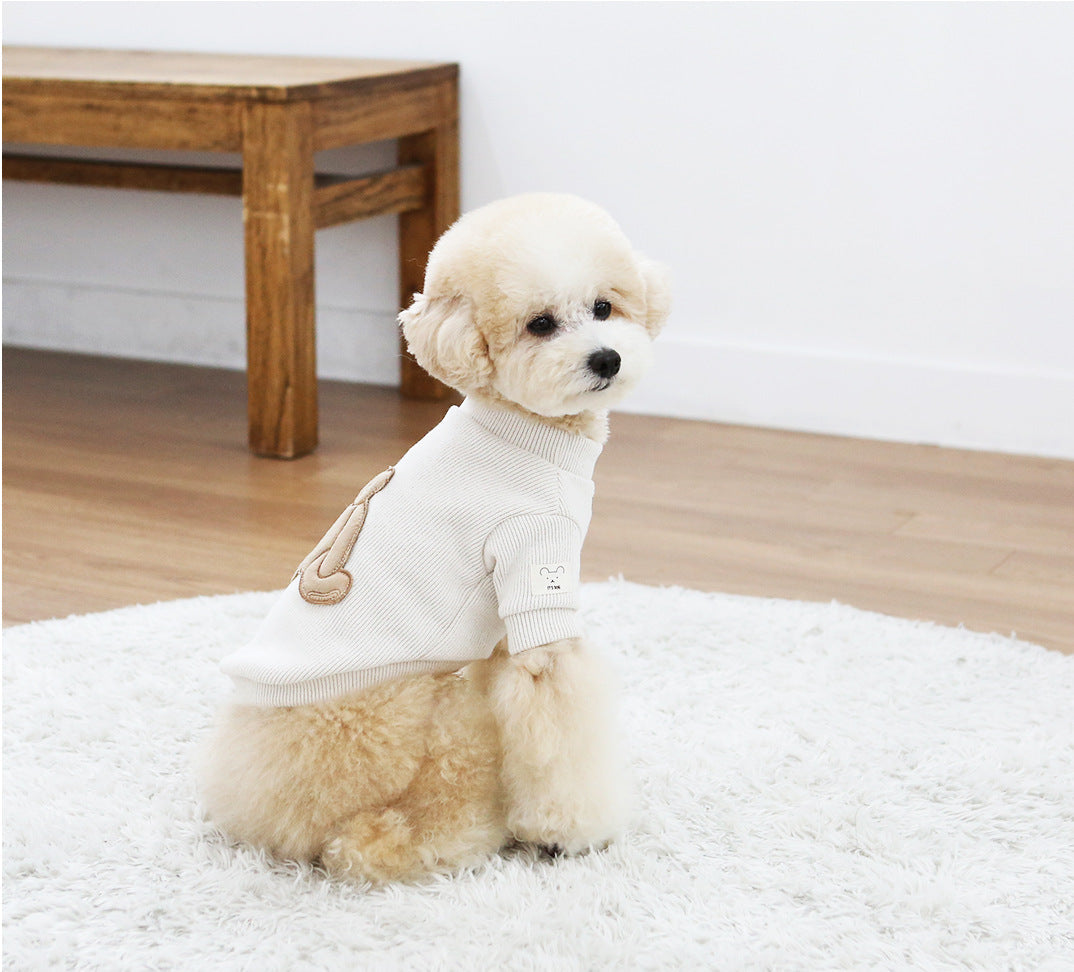 KFX-8408893 Cozy Cotton Knitted Pet Sweater for Dogs in White and Navy Blue, Sizes SM to 3XL