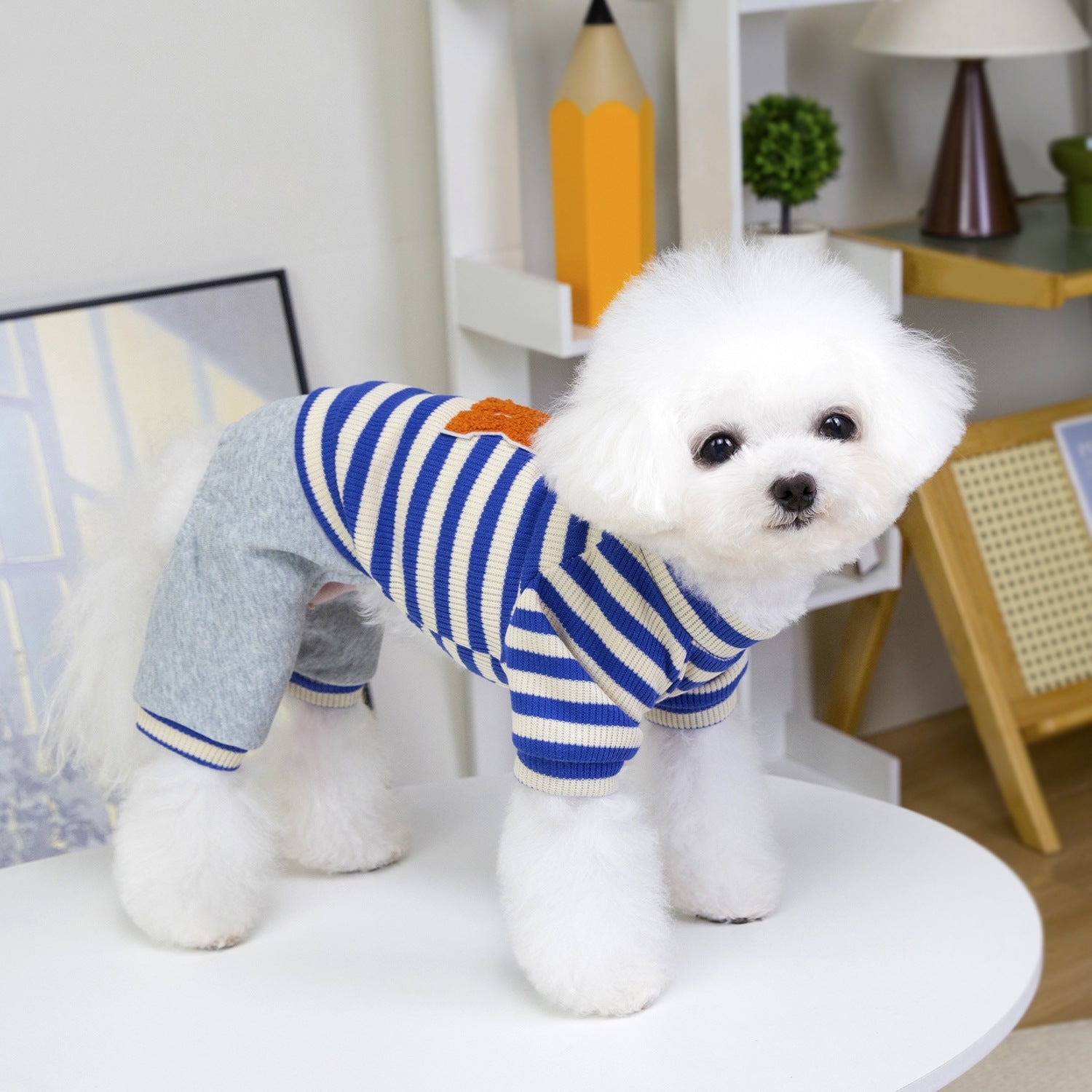 KFX-8410557 Casual Pet Dog Hoodie in Striped Design - Unisex Apparel for All Sizes
