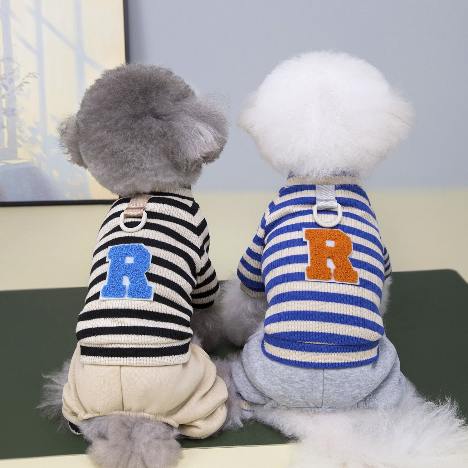 KFX-8410557 Casual Pet Dog Hoodie in Striped Design - Unisex Apparel for All Sizes