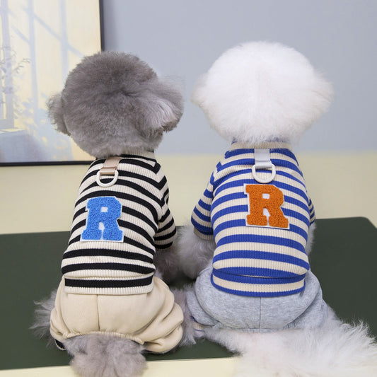 KFX-8410557 Casual Pet Dog Hoodie in Striped Design - Unisex Apparel for All Sizes